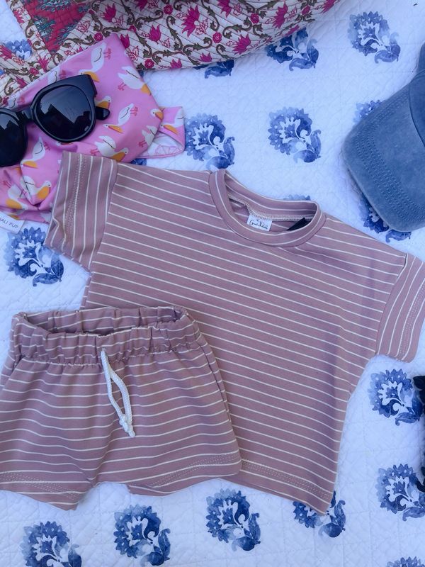 Coastal Breeze Oversized Tee - Pink &amp; White Striped