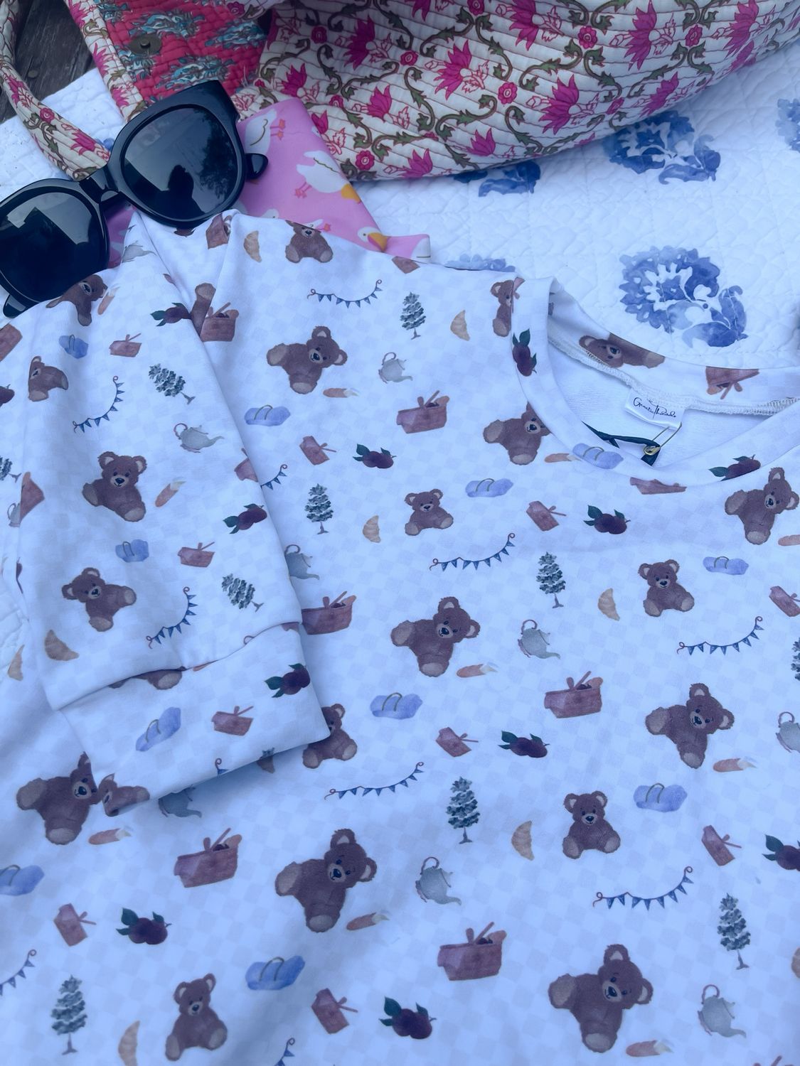 Drift Oversized Crewneck - Teddy Bear Picnic Custom Drawn Print