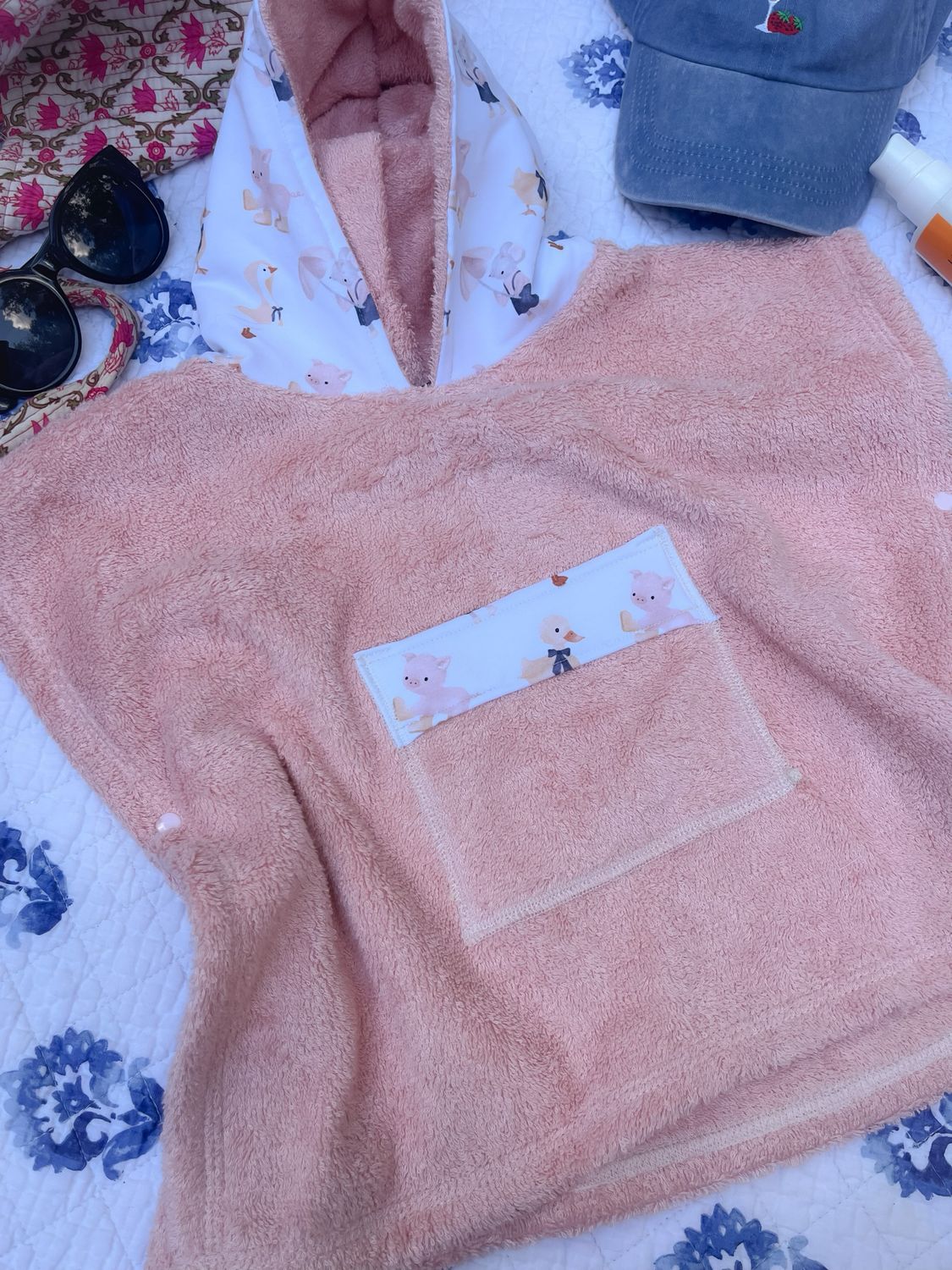 Sandy Snuggles Hooded Beach Towel - Pink Terry &amp; Rainy Day fun