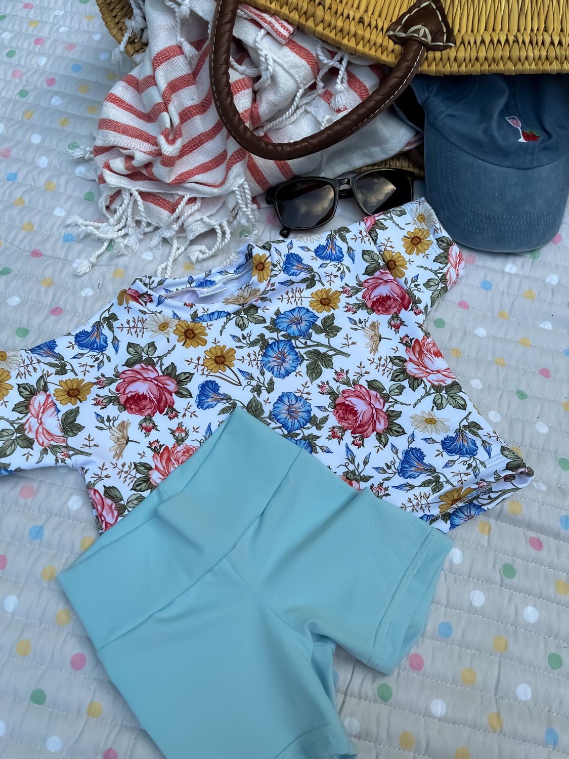 Coastal Breeze Oversized Tee - Bright Summer Floral