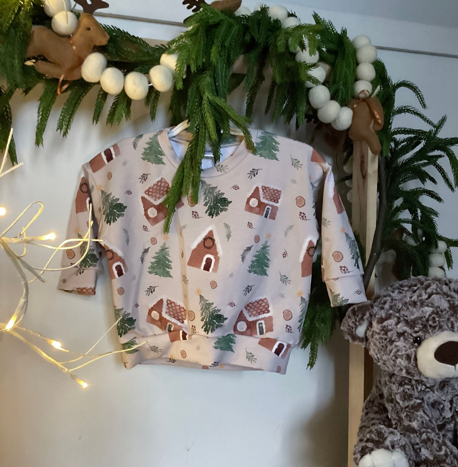 Cozy Christmas Cabin *Hand drawn print*