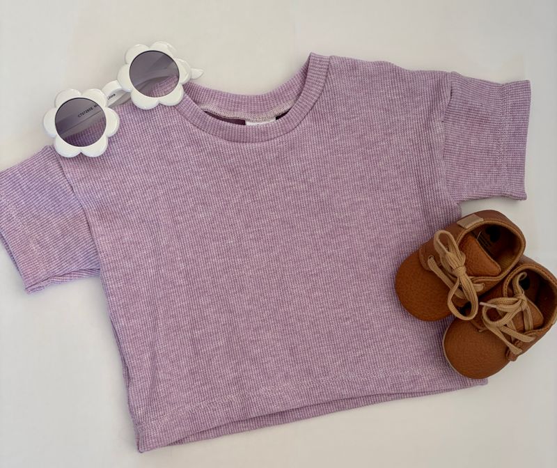 Coastal Breeze Oversized Tee - Lilac Waffle