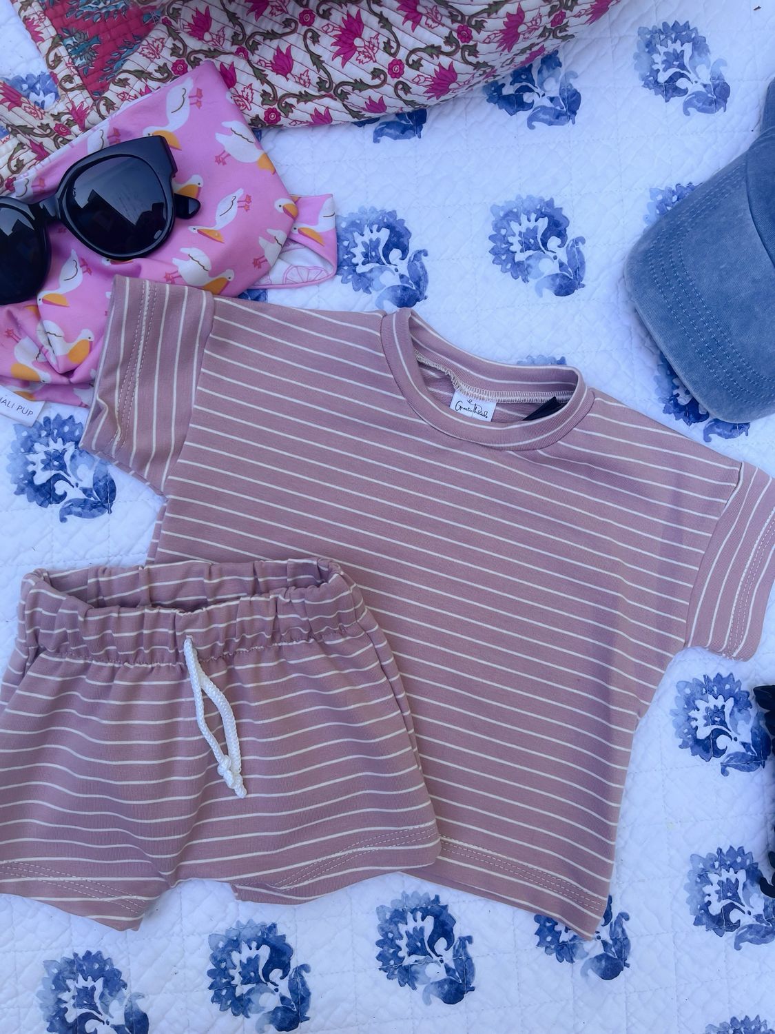 Coastal Breeze Summer Shorts - Pink and White Stripe