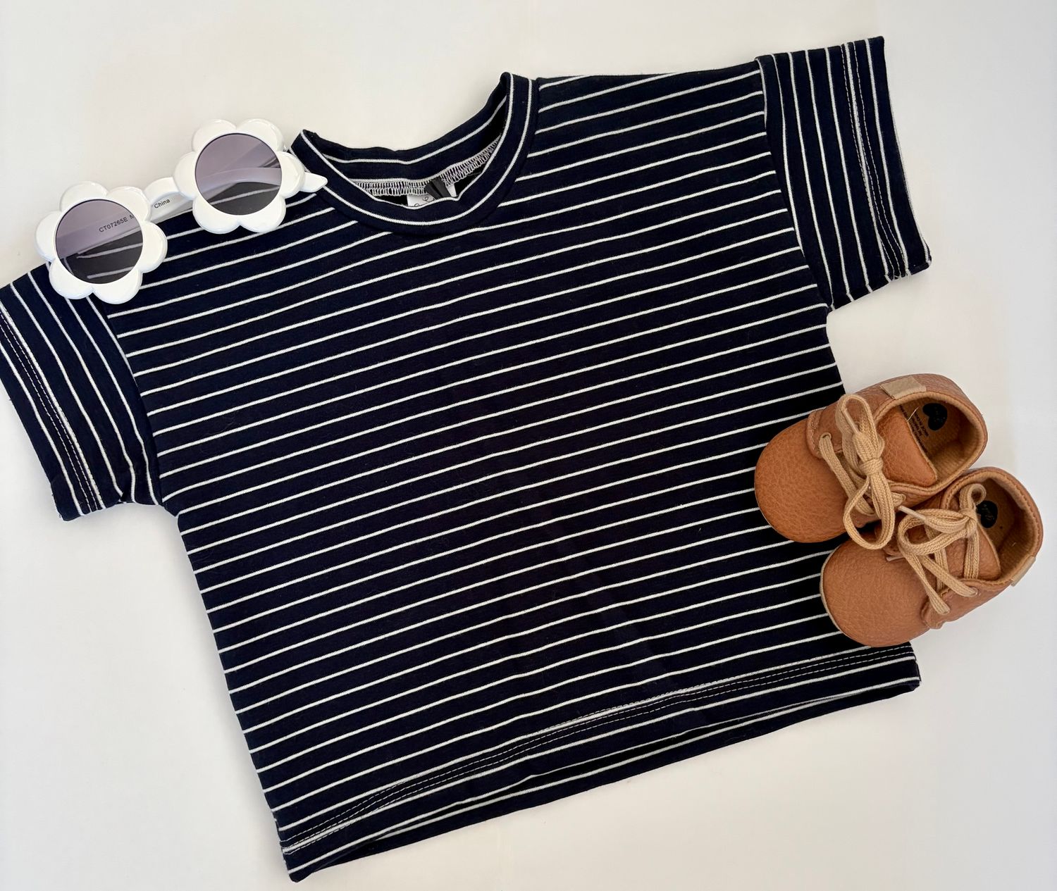Coastal Breeze Oversized Tee - Navy &amp; White Striped