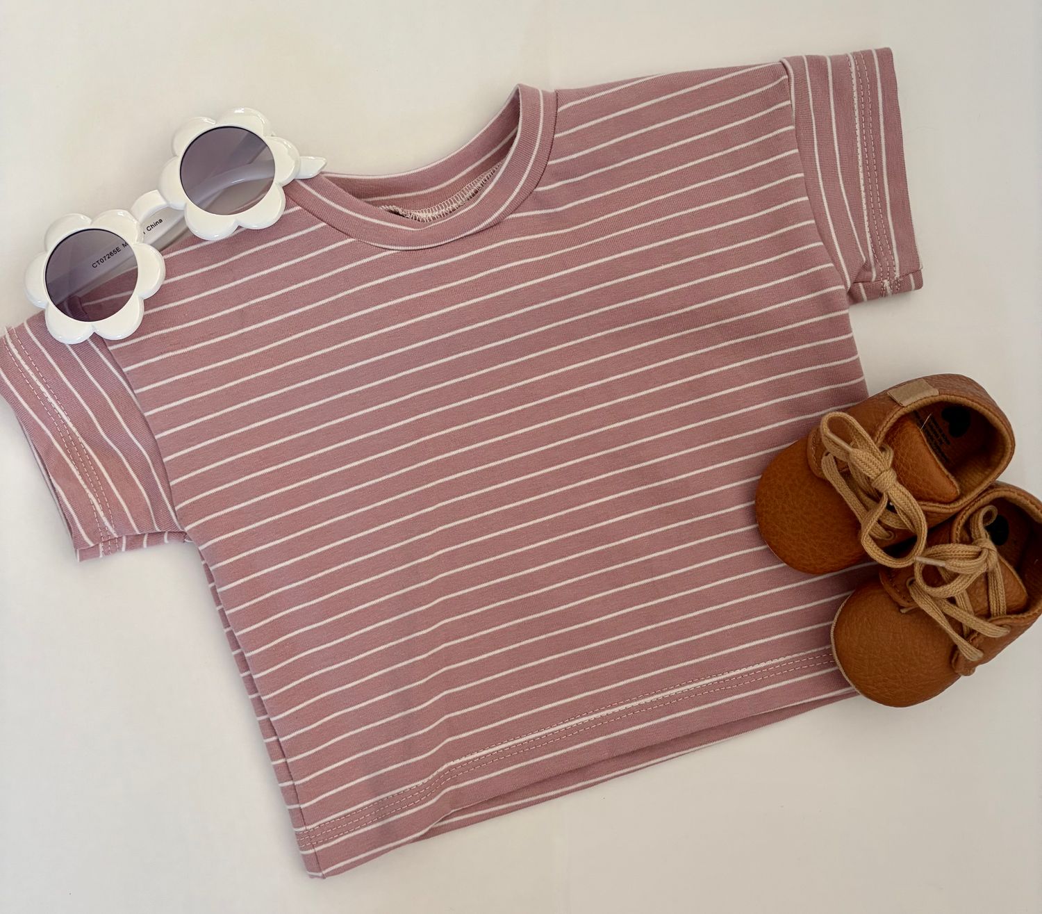 Coastal Breeze Oversized Tee - Pink &amp; White Striped