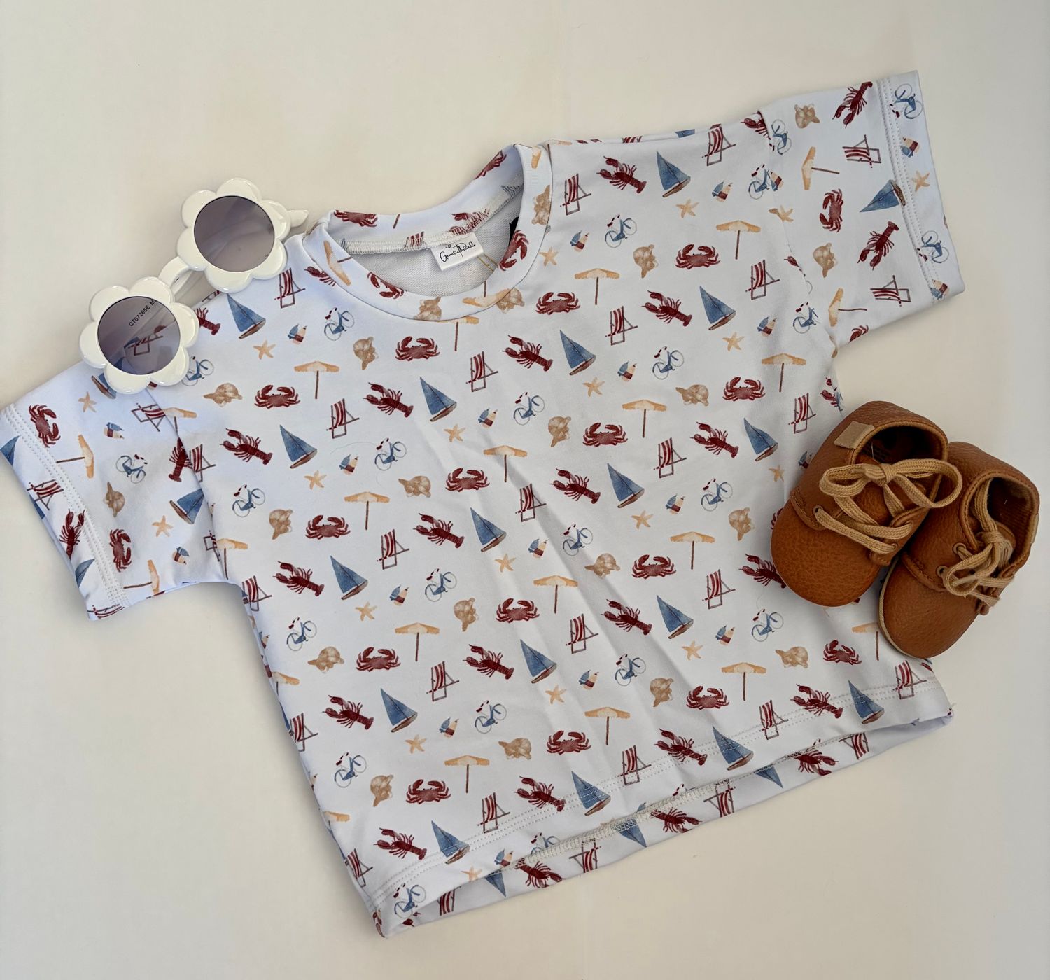 Coastal Breeze Oversized Tee - Custom Maritime Summer