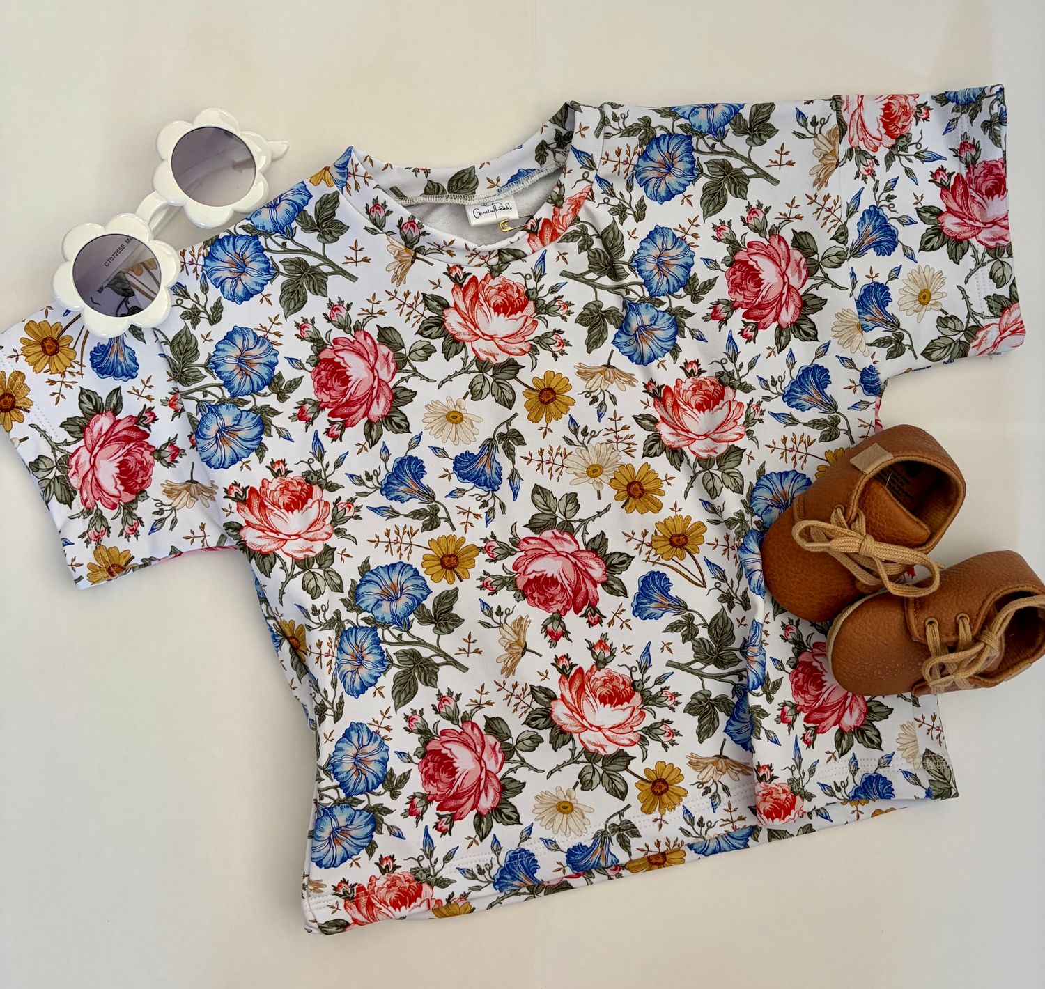 Coastal Breeze Oversized Tee - Bright Summer Floral