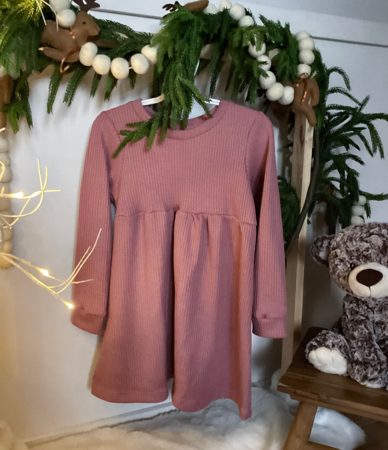 Rose Pink Waffle Dress