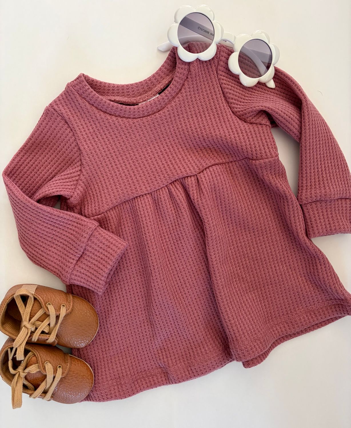 Rose Pink Waffle Dress