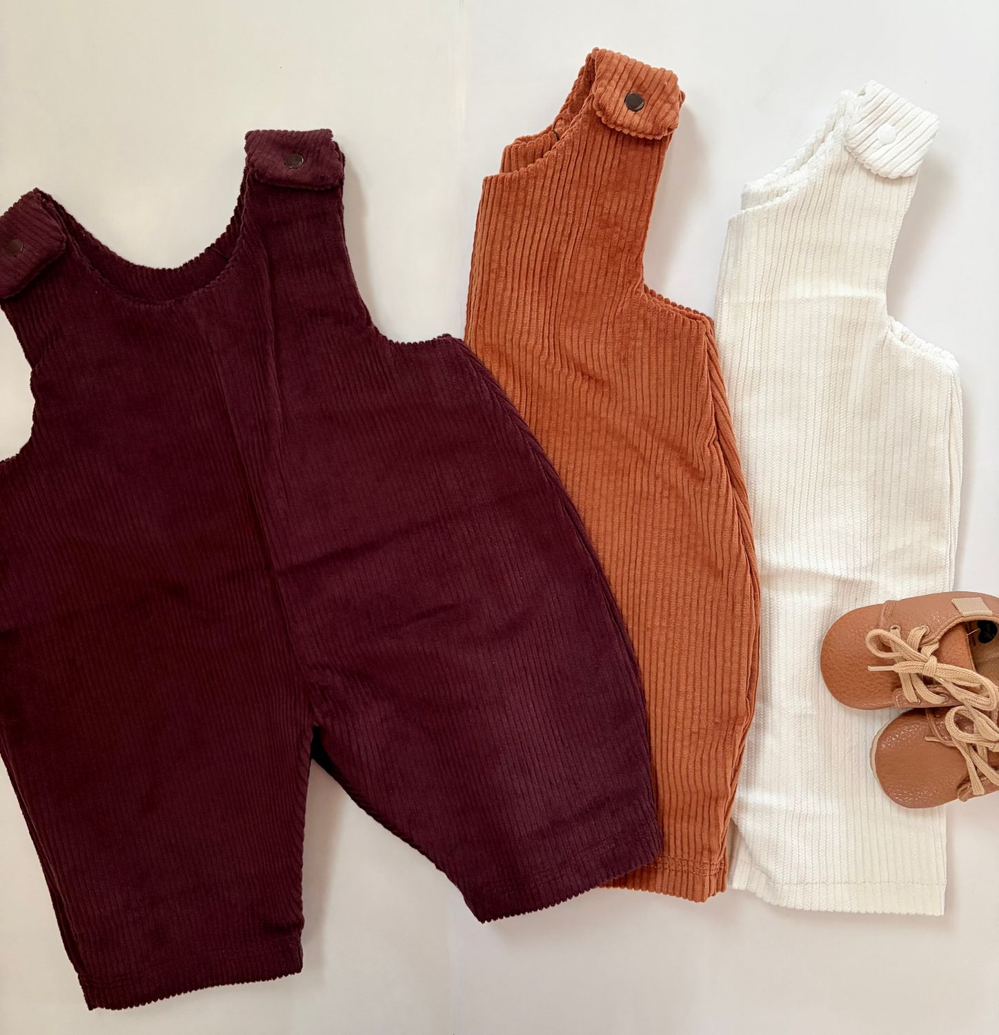 Burgundy Corduroy Barrel Overalls