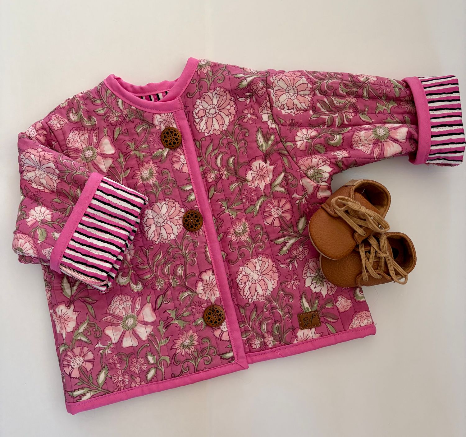 Dark Pink Wild Rose Quilted Jacket