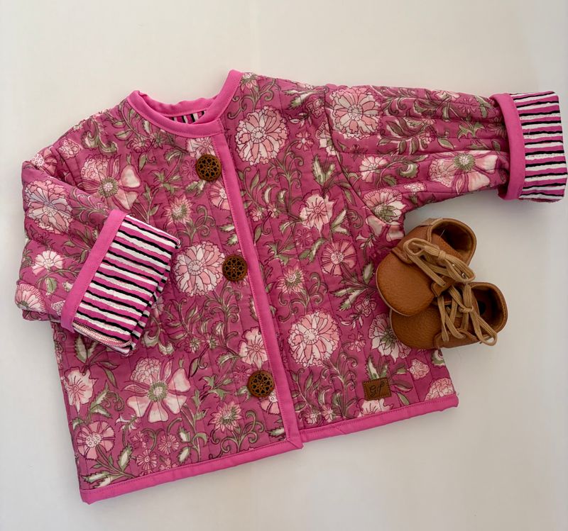 Dark Pink Wild Rose Quilted Jacket