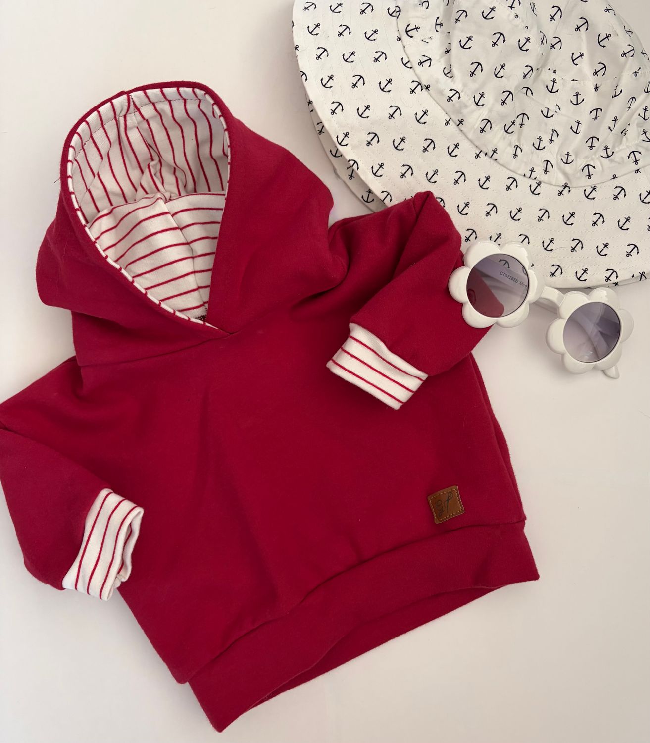 Red &amp; White Striped Hoodie