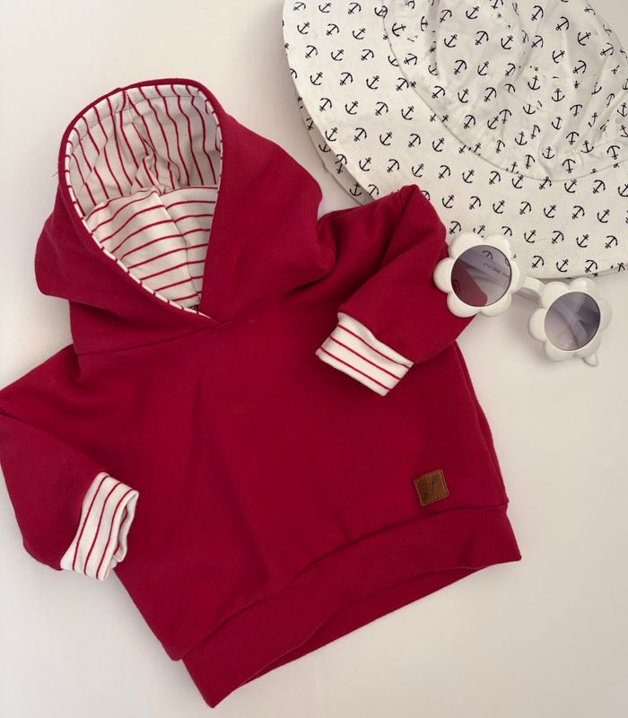 Red &amp; White Striped Hoodie