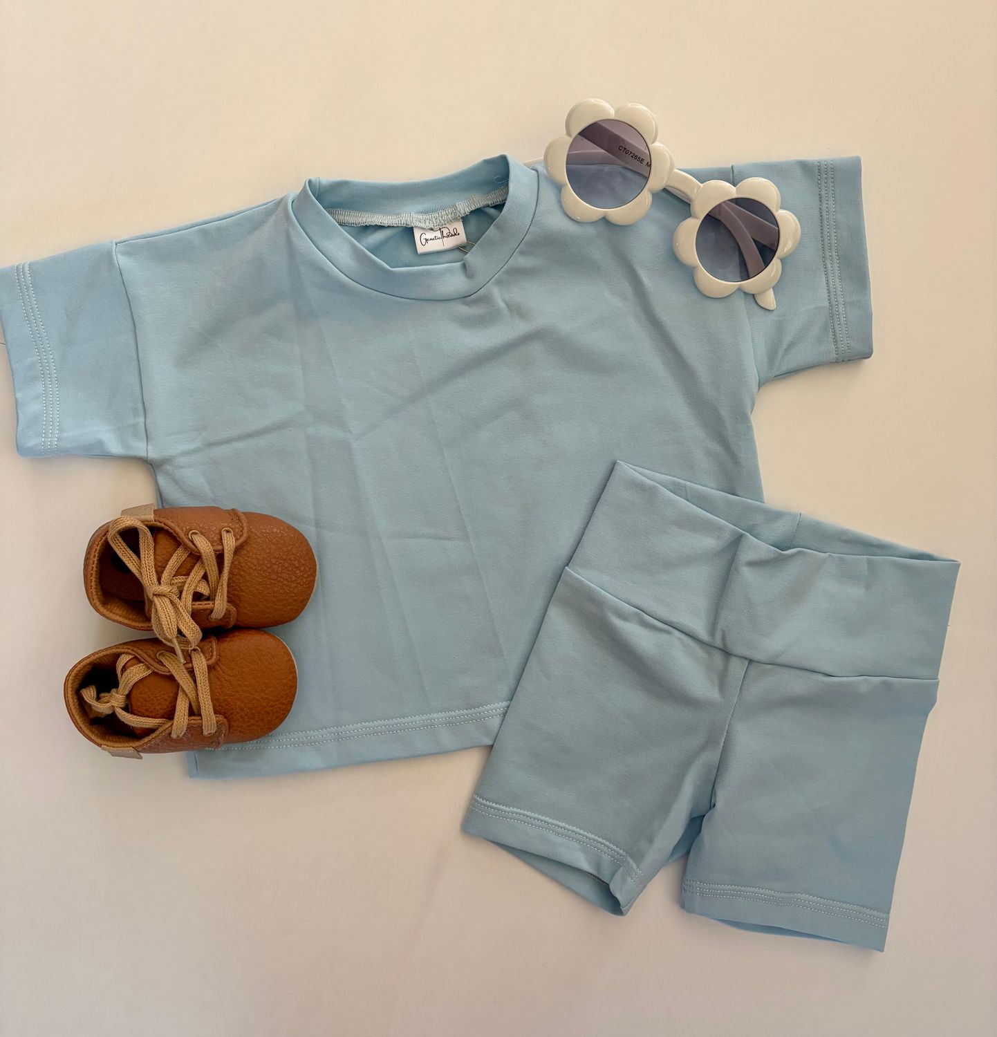 Coastal Breeze Oversized Tee - Baby Blue Solid