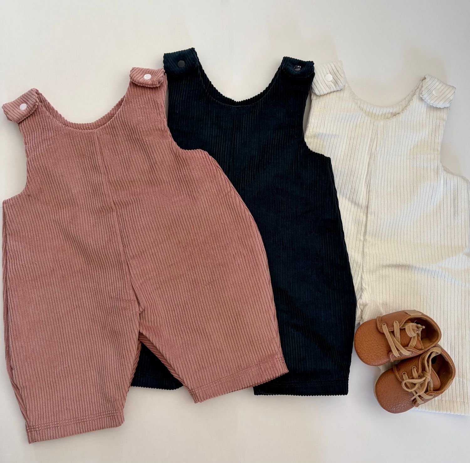 Dusty Pink Corduroy Barrel Overalls