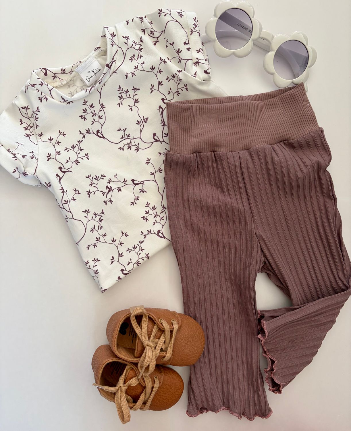 Piper Pants - Dusty Mauve Ribbed Flare Pants
