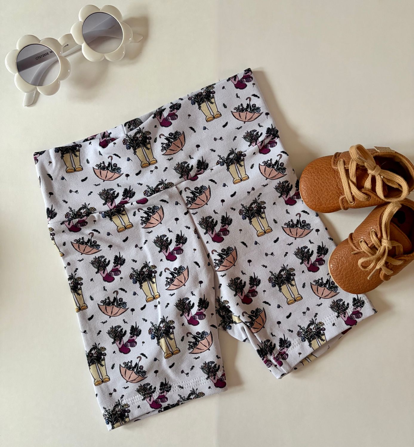 Tidal Bike Shorts - Floral Rainbows Custom Print