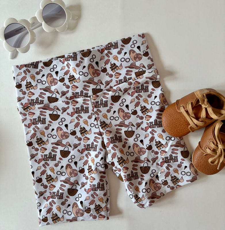 Tidal Bike Shorts - Pink Beach Adventure Custom Print