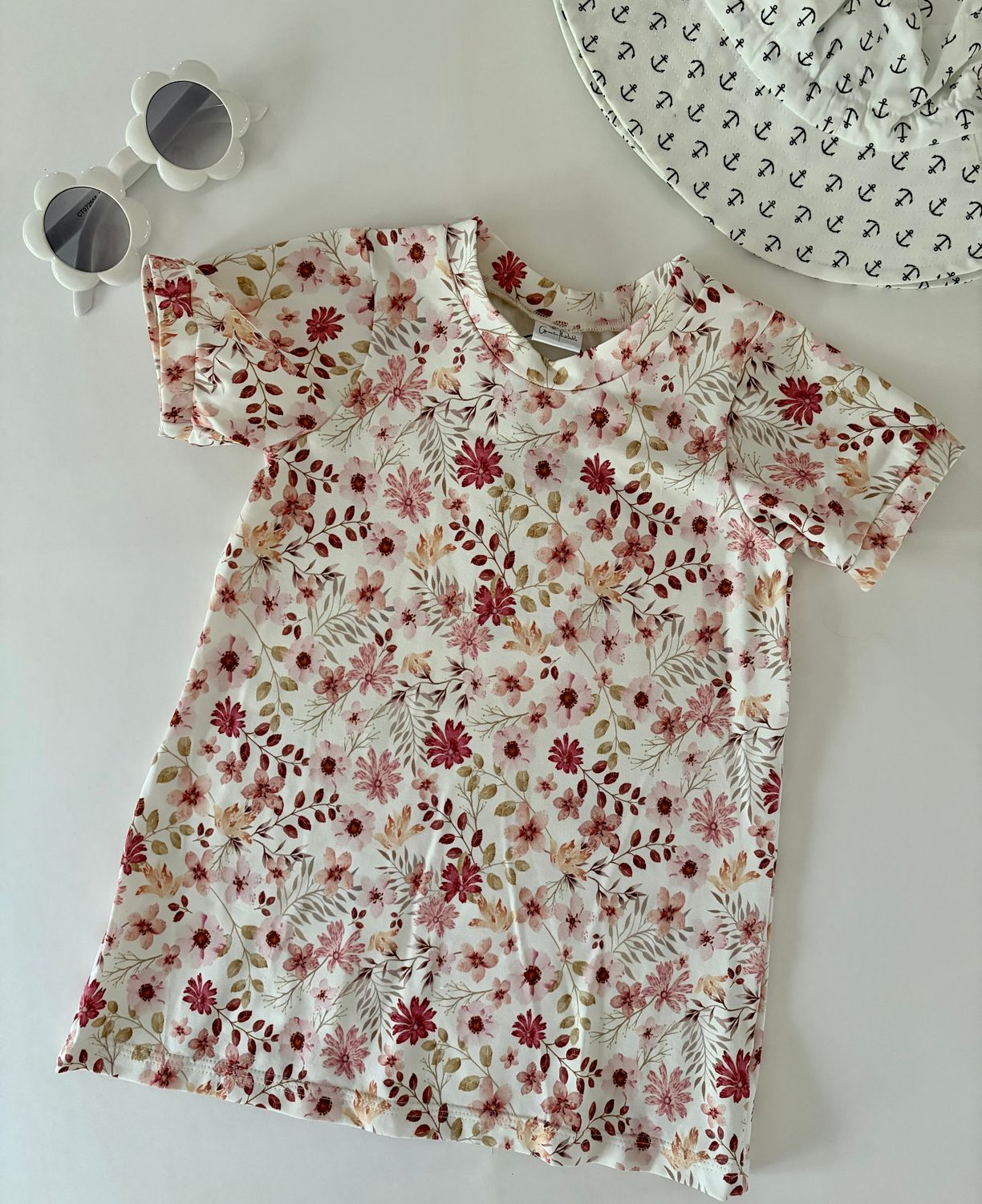 Pink Floral Aline Dress - Short Sleeve