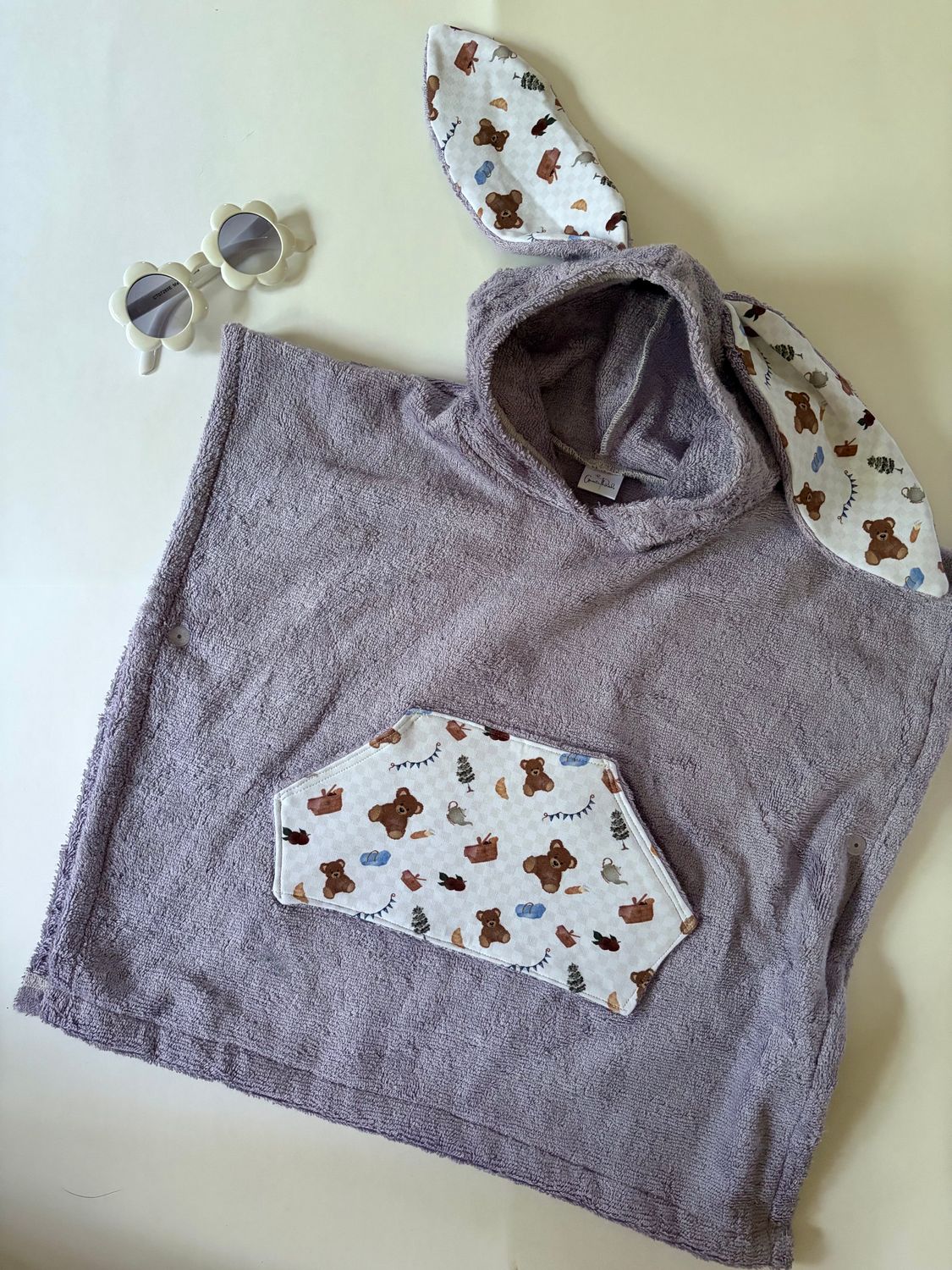 Seaside Hooded Beach/Bath Towel - Purple Bunny Ear Accents