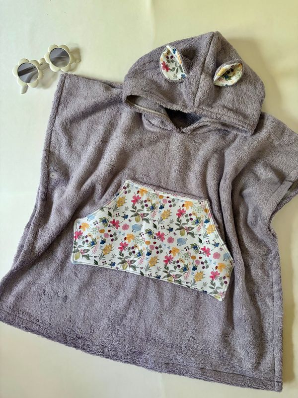 Seaside Hooded Beach/Bath Towel - Purple Bear Cub Ear Accents