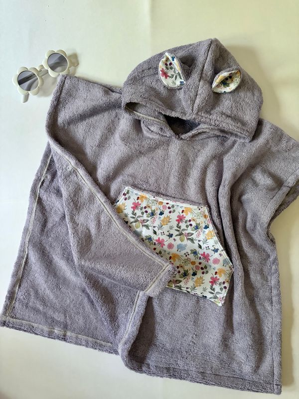Seaside Hooded Beach/Bath Towel - Purple Bear Cub Ear Accents