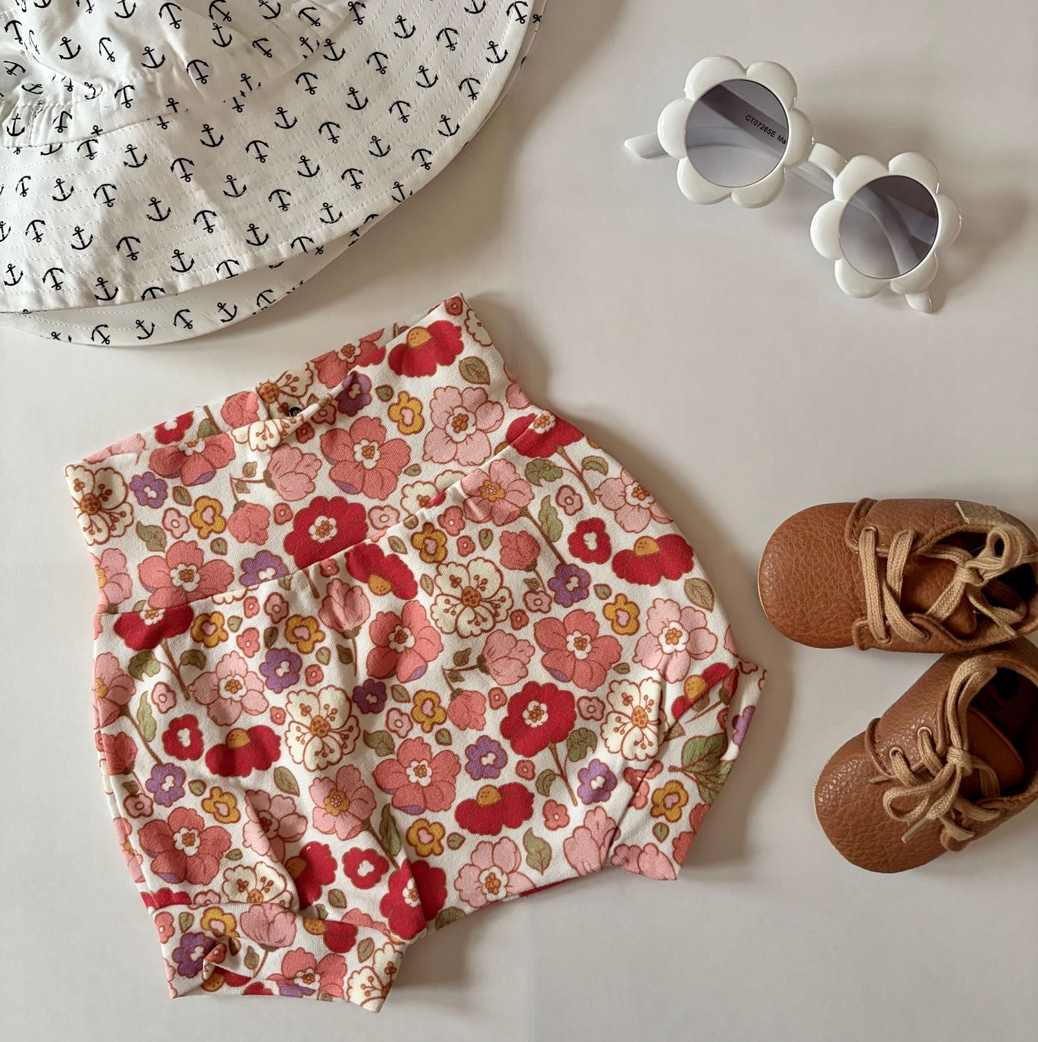 Coastal Breeze Summer Bummies - Vintage Red Floral