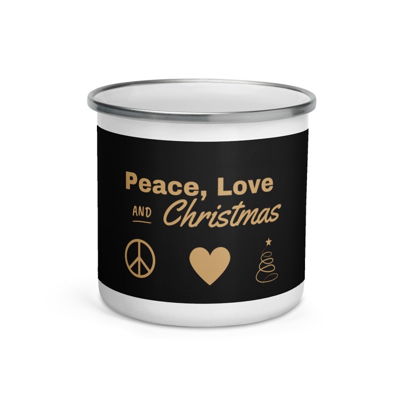 Peace, Love &amp; Christmas Enamel Mug