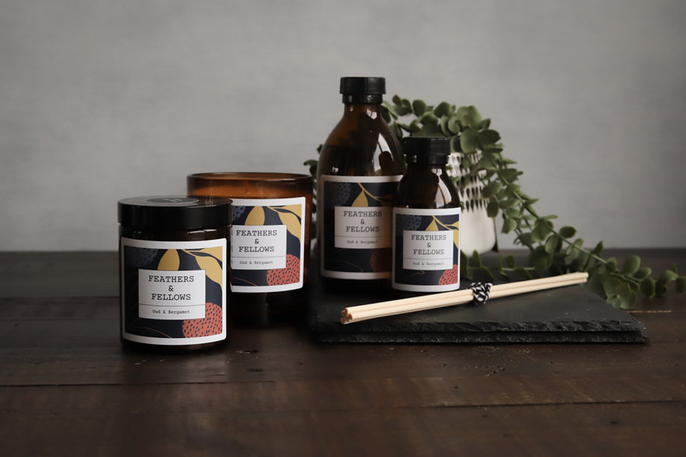 Oud + Bergamot Candle By Feathers And Fellows