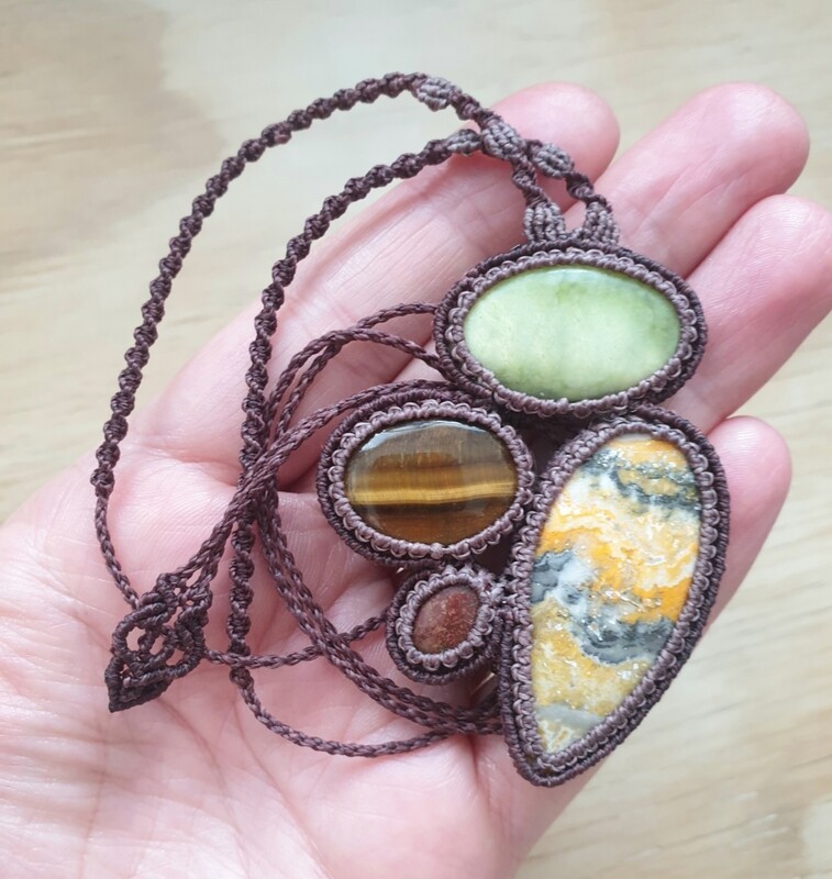 Bumblebee Jasper, Red Jasper, Serpentine &amp; Tiger Eye Necklace 