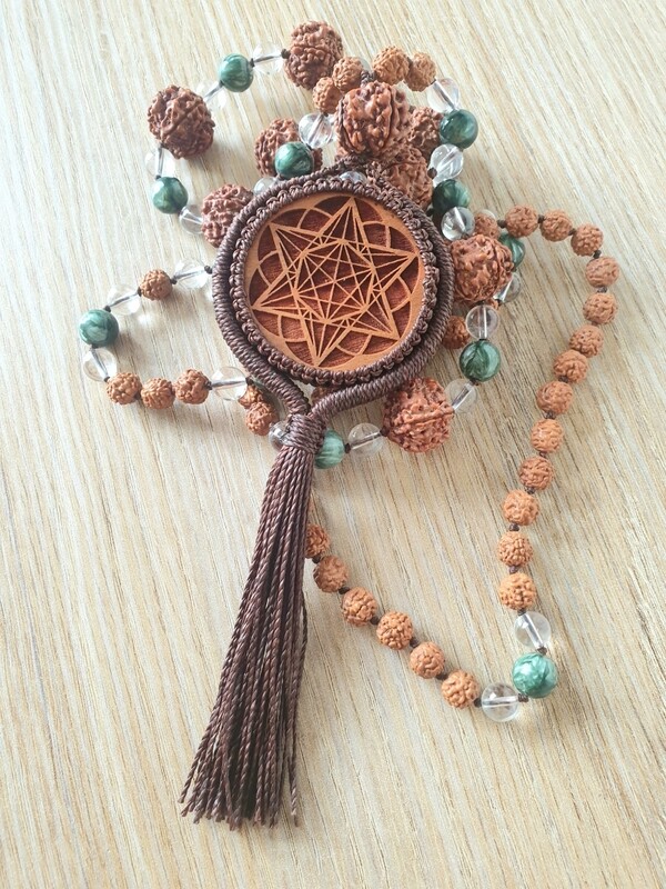 Deep Healing Intention Beaded Necklace with Seraphinite &amp; Quartz