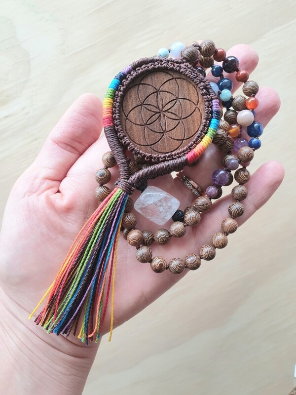 Rainbow Warrior Chakra Intention Beaded Necklace with Chakra Crystals