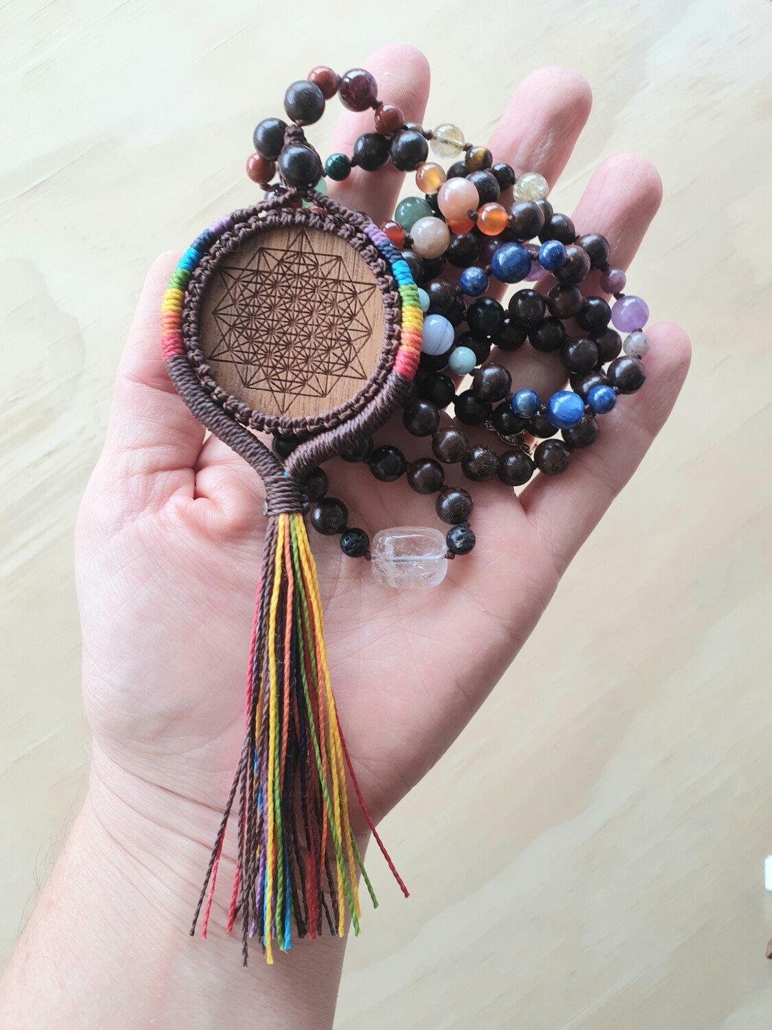 Rainbow Warrior Chakra Intention Beaded Necklace with Chakra Crystals