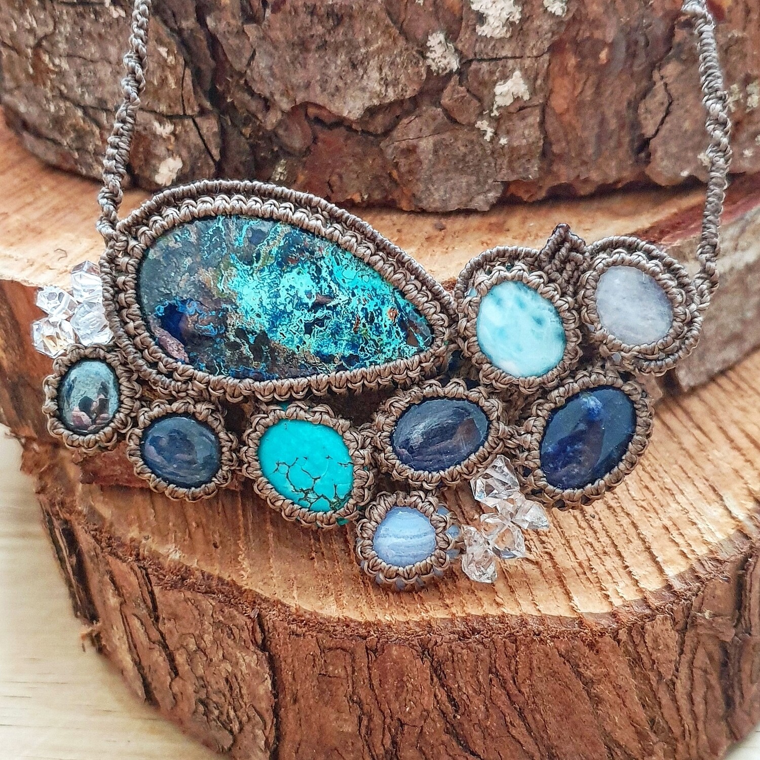 Throat Chakra Mini Cluster Grid Pendant