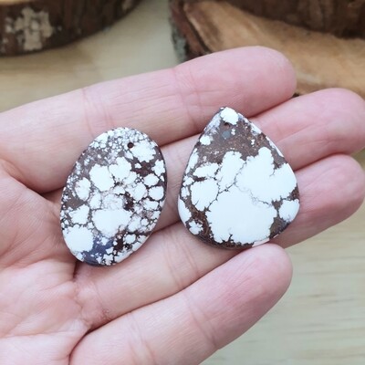 2 x Magnesite Top Drilled Cabochon Lot / Pendant Lot for jewelry making or diy craft projects 10.9gr