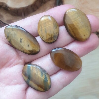 5 x Tiger Eye Cabochon Lot / Pendant Lot for jewelry making or diy craft projects 27.2gr
