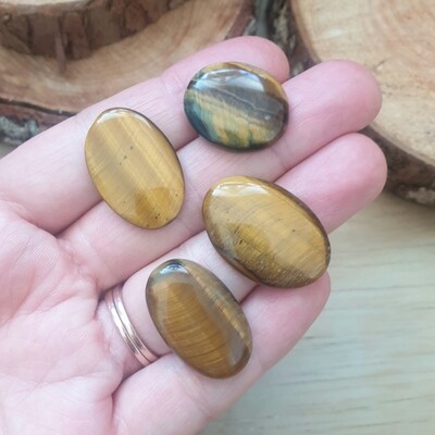4 x Tiger Eye Cabochon Lot / Pendant Lot for jewelry making or diy craft projects 17.3gr