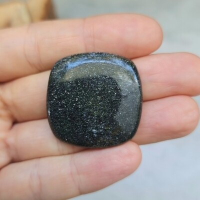 Black Sunstone Cabochon / Pendant for jewelry making or diy craft projects 16.2gr