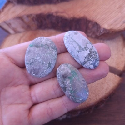 3 x Variscite Cabochon lot / Pendant lot for jewelry making or diy craft projects 25.4gr