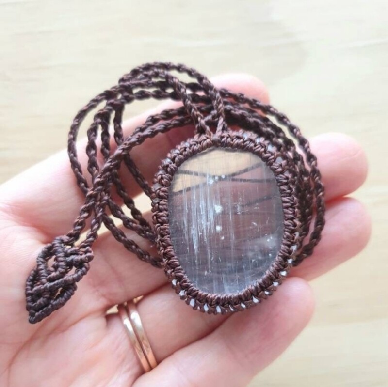 Selenite Adjustable Micromacrame Necklace