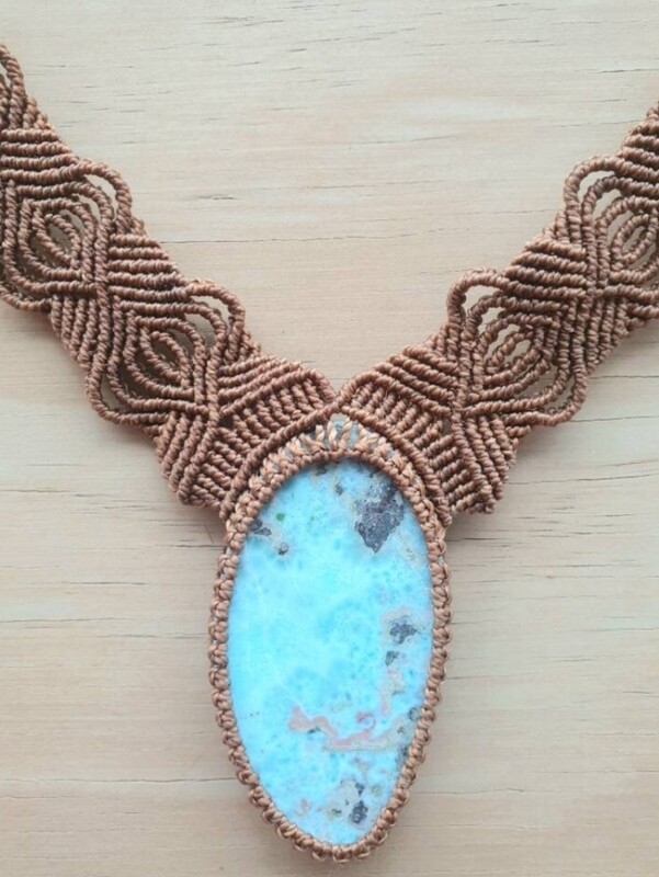 Larimar Statement Piece of the Ocean Micromacrame Necklace