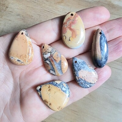6 x Malingano Jasper top drilled Pendant Lot for jewelry making or diy craft projects 29.9gr