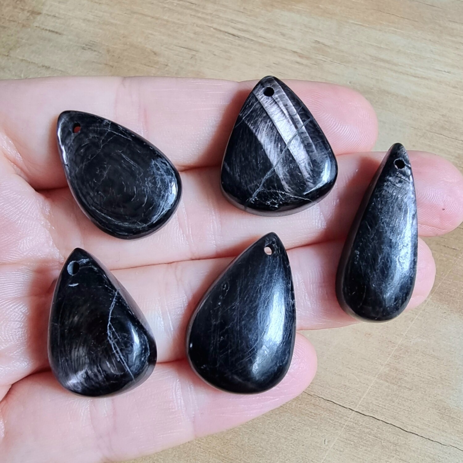 5 x Hypersthene top drilled Pendant Lot for jewelry making or diy craft projects 30.2gr