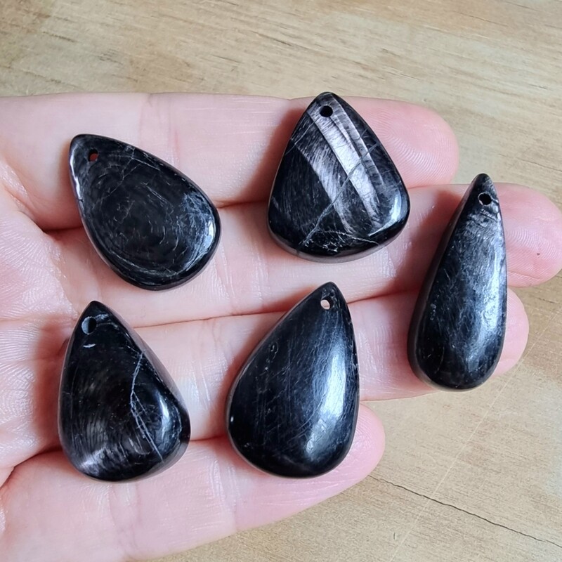 5 x Hypersthene top drilled Pendant Lot for jewelry making or diy craft projects 30.2gr