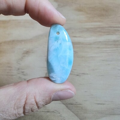 Larimar top drilled Pendant for jewelry making or diy craft projects 8.7gr