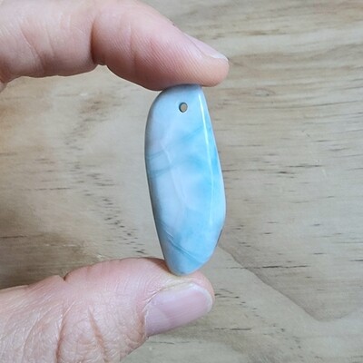 Larimar top drilled Pendant for jewelry making or diy craft projects 9.2gr