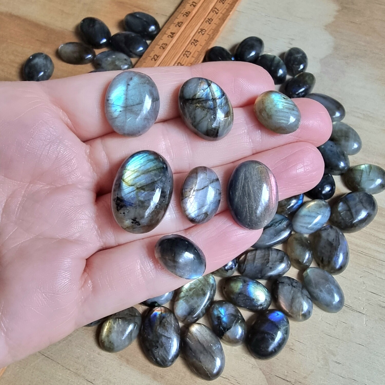 Labradorite Mini / Small Oval Cabochons for Jewelry Making - Bulk Wholesale Labradorite Cabochons sold by weight