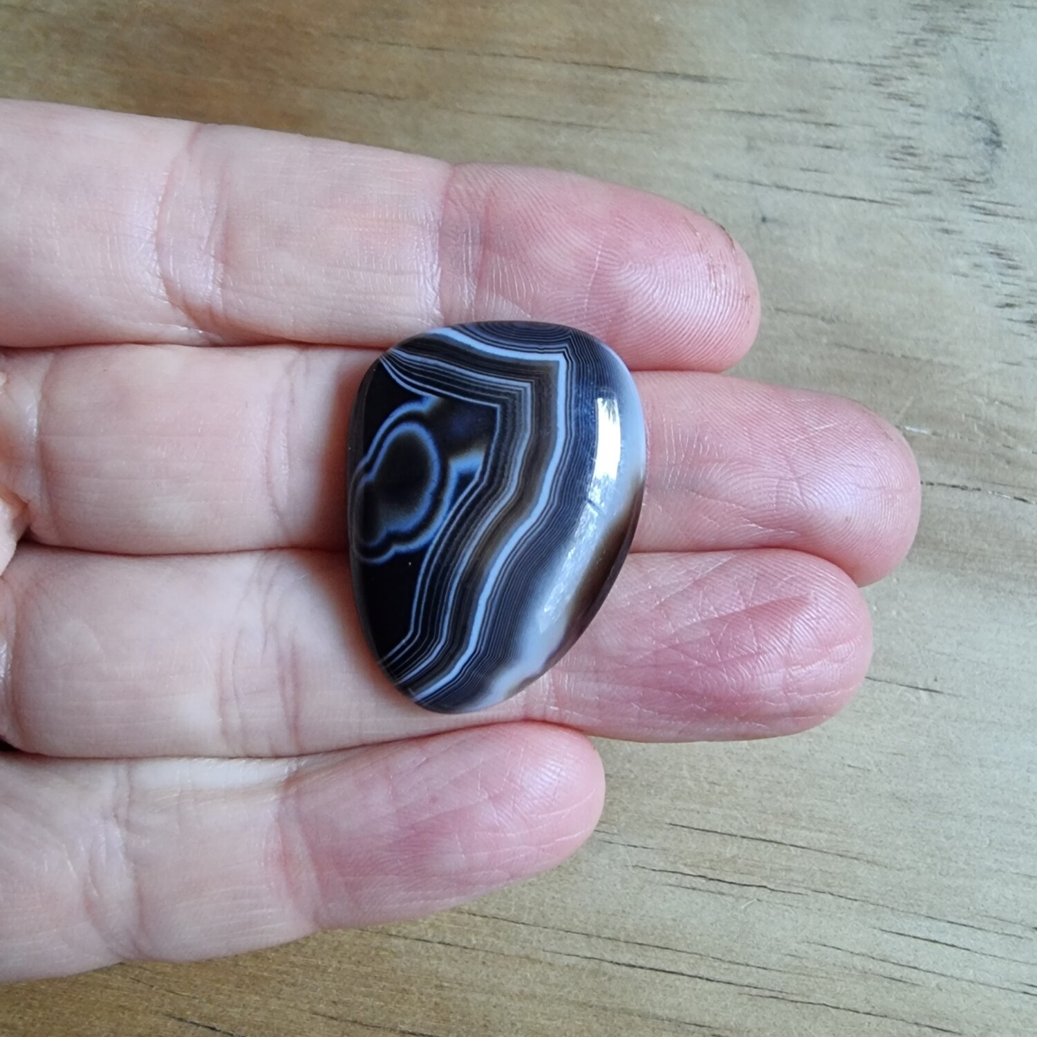 Banded Agate Black Cabochon / Pendant for jewelry making or diy craft projects 5.5gr