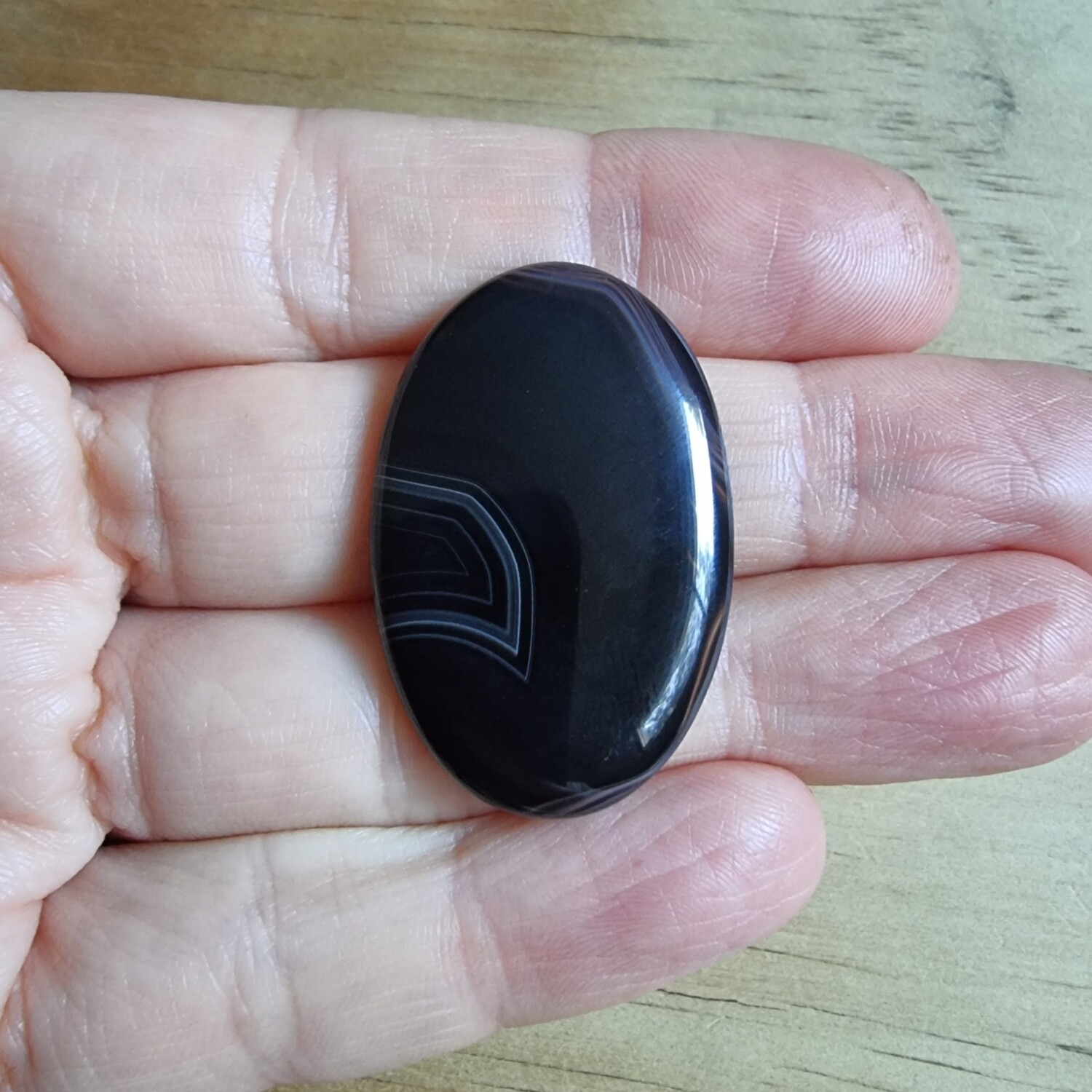 Banded Agate Black Cabochon / Pendant for jewelry making or diy craft projects 7.2gr